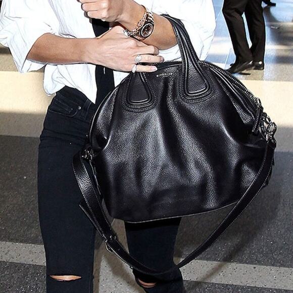 Givenchy Nightingale Two Way Shoulder Bag Black Leather Crossbody Strap - Picture 1 of 16